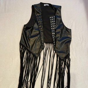 Ladies Leather Fringe Vest